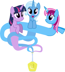 Size: 6400x7138 | Tagged: safe, artist:parclytaxel, derpibooru import, trixie, twilight sparkle, oc, oc:parcly taxel, alicorn, genie pony, pony, unicorn, .svg available, absurd resolution, albumin flask, alicorn oc, asktwixiegenies, bottle, canon x oc, cutie mark, female, fusion, genie, horn ring, lesbian, shipping, simple background, transparent background, twixie, vector, wingless