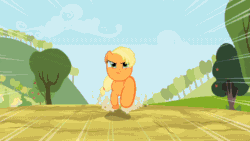 Size: 640x360 | Tagged: safe, screencap, applejack, earth pony, pony, the last roundup, animated, female, gif, jumping, mare, running, solo
