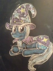 Size: 956x1280 | Tagged: safe, artist:thechalkponies, derpibooru import, trixie, pony, unicorn, chalk drawing, female, mare, solo, traditional art