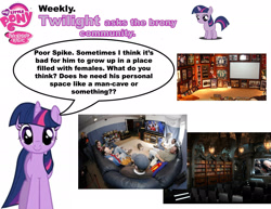 Size: 1920x1483 | Tagged: safe, derpibooru import, spike, twilight sparkle, dragon, man cave, twilight asks