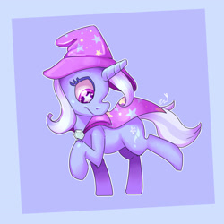 Size: 2400x2400 | Tagged: safe, artist:passigcamel, artist:sinso2913, derpibooru import, trixie, pony, unicorn, cape, clothes, female, hat, mare, redraw, solo, starry eyes, trixie's cape, trixie's hat, wingding eyes