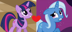 Size: 1006x456 | Tagged: safe, derpibooru import, edit, trixie, twilight sparkle, female, lesbian, shipping, shipping domino, twixie