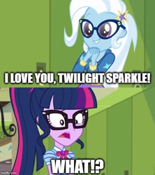 Size: 500x562 | Tagged: safe, derpibooru import, edit, edited screencap, screencap, sci-twi, trixie, twilight sparkle, best trends forever, best trends forever: twilight sparkle, better together, equestria girls, female, geode of telekinesis, glasses, lesbian, magical geodes, sci-twixie, shipping, twixie