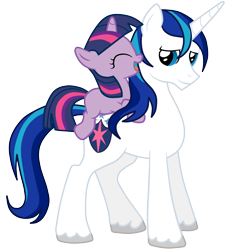 Size: 4526x5000 | Tagged: safe, artist:jennieoo, shining armor, twilight sparkle, pony, unicorn, absurd resolution, brother and sister, female, filly, male, ponies riding ponies, siblings, younger