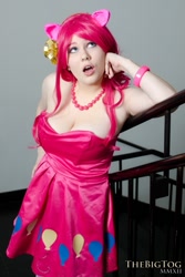 Size: 600x900 | Tagged: safe, artist:breefaith, pinkie pie, human, breasts, cleavage, cosplay, female, irl, irl human, photo, solo