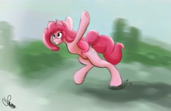 Size: 5100x3300 | Tagged: safe, artist:maffix, pinkie pie, earth pony, pony, female, mare, motion blur, running, solo