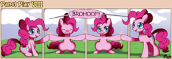 Size: 900x314 | Tagged: safe, artist:solar-slash, pinkie pie, earth pony, pony, comic, female, mare, panel play, self ponidox, smiling