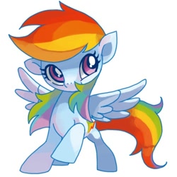 Size: 500x500 | Tagged: safe, artist:mutagorou0w0, rainbow dash, pegasus, pony, cute, dashabetes, female, mare, simple background, solo, spread wings, white background, wings