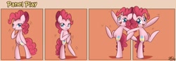 Size: 1400x489 | Tagged: safe, artist:solar-slash, pinkie pie, earth pony, pony, bipedal, breaking the fourth wall, comic, dancing, female, mare, panel play, self ponidox