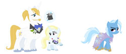 Size: 1366x594 | Tagged: safe, artist:unoriginai, derpibooru import, prince blueblood, trixie, oc, oc:magic act, pony, unicorn, angry, beard, bowtie, cape, clothes, colt, crying, cutie mark, male, mud, muddy, offspring, parent:prince blueblood, parent:trixie, parents:bluetrix, sad, soul patch