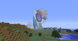 Size: 1335x703 | Tagged: artist needed, safe, rainbow dash, pegasus, pony, game screencap, minecraft, minecraft pixel art, pixel art