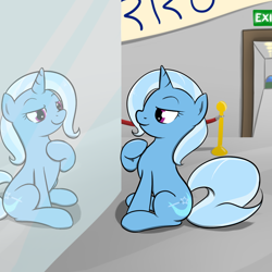 Size: 1000x1000 | Tagged: safe, artist:theparagon, derpibooru import, trixie, pony, unicorn, ask trixie, female, mare, mirror, reflection, solo, tumblr