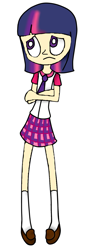 Size: 533x1499 | Tagged: safe, artist:endergirl, derpibooru import, edit, twilight sparkle, clothes, humanized, skirt