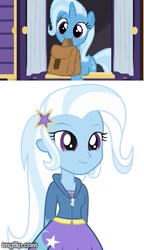 Size: 207x360 | Tagged: safe, derpibooru import, edit, trixie, equestria girls, to saddlebags and back again, to where and back again, cute, diatrixes, trixie's wagon