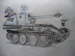 Size: 1024x768 | Tagged: safe, artist:blueboxdave, derpibooru import, trixie, marder iii, tank (vehicle)