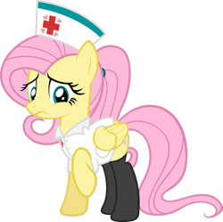 Size: 1416x1410 | Tagged: safe, artist:zacatron94, fluttershy, pegasus, pony, clothes, flutternurse, nurse, nurse outfit, sexy, simple background, solo, stockings, thigh highs, transparent background, vector