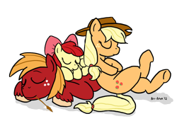 Size: 900x675 | Tagged: safe, artist:aa, apple bloom, applejack, big macintosh, earth pony, pony, apple siblings, cuddle puddle, cuddling, female, filly, male, mare, pony pile, prone, simple background, sleeping, stallion, transparent background