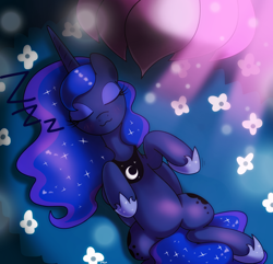 Size: 1450x1400 | Tagged: safe, artist:hoyeechun, princess luna, alicorn, pony, do princesses dream of magic sheep, :3, blushing, sleeping, solo