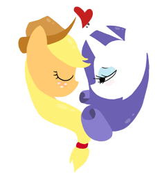 Size: 800x845 | Tagged: safe, artist:leeroitt, applejack, rarity, earth pony, pony, unicorn, female, heart, lesbian, mare, profile, rarijack, shipping, simple background, transparent background