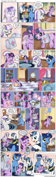 Size: 1200x3772 | Tagged: safe, artist:muffinshire, night light, shining armor, smarty pants, twilight sparkle, twilight velvet, pony, unicorn, comic:twilight's first day, camera, clothes, comic, cute, dexterous hooves, eyes closed, female, filly, filly twilight sparkle, foal, hug, male, mare, muffinshire is trying to murder us, open mouth, pony tipping, saddle bag, slice of life, sparkle family, stallion, tongue out, twiabetes, uniform