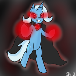 Size: 1024x1024 | Tagged: safe, artist:sparkle-mod, derpibooru import, trixie, pony, alicorn amulet, bipedal, grin, magic, solo