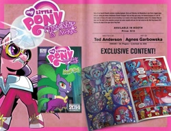 Size: 1600x1230 | Tagged: safe, artist:agnesgarbowska, derpibooru import, idw, mane-iac, masked matter-horn, trixie, spoiler:comic, idw advertisement, san diego comic con