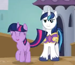 Size: 851x735 | Tagged: safe, screencap, shining armor, twilight sparkle, pony, unicorn, a canterlot wedding, cropped, duo, eyes closed, happy, needs more jpeg, out of context, standing