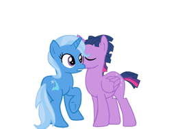Size: 1024x768 | Tagged: safe, artist:turnaboutart, derpibooru import, dusk shine, trixie, twilight sparkle, twilight sparkle (alicorn), alicorn, cutie mark, female, half r63 shipping, kiss on the cheek, kissing, male, mare, rule 63, shipping, simple background, stallion, straight, transparent background, trixshine, twixie