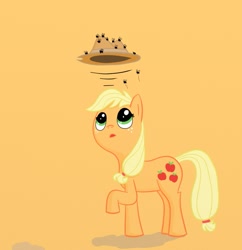 Size: 1105x1140 | Tagged: safe, artist:dennyhooves, applejack, earth pony, pony, flies, raised hoof, simple background, solo