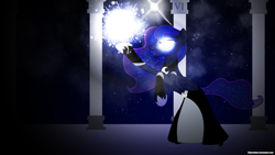 Size: 1920x1080 | Tagged: safe, artist:tsaritsaluna, princess luna, alicorn, pony, clothes, dress, magic, night, solo, vector