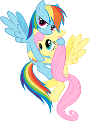 Size: 1471x2001 | Tagged: safe, artist:kurokaji11, fluttershy, rainbow dash, pegasus, pony, female, flutterdash, hug, lesbian, mare, shipping, simple background, transparent background