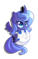 Size: 1154x1779 | Tagged: safe, artist:drawntildawn, princess luna, alicorn, pony, chibi, moon, s1 luna, solo, watermark