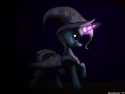 Size: 1024x768 | Tagged: safe, artist:spyrophantom, derpibooru import, trixie, pony, unicorn, female, magic, mare, smiling, solo