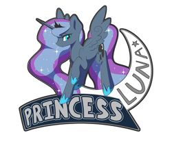 Size: 1280x1089 | Tagged: safe, artist:darkflame75, princess luna, alicorn, pony, crescent moon, frown, looking at you, lunadoodle, missing accessory, moon, raised hoof, solo, spread wings