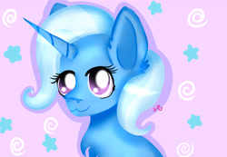 Size: 6500x4500 | Tagged: safe, artist:sweethearts11, derpibooru import, trixie, pony, unicorn, absurd resolution, bust, chest fluff, cute, diatrixes, female, mare, portrait, smiling, solo