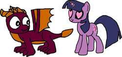 Size: 785x368 | Tagged: safe, artist:blackrhinoranger, derpibooru import, twilight sparkle, dragon, pony, crossover, crossover shipping, female, male, shipping, spyro the dragon, straight