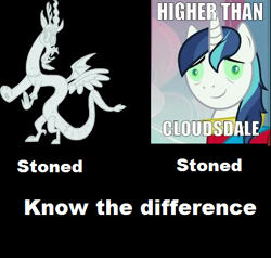 Size: 451x429 | Tagged: safe, discord, shining armor, pony, unicorn, know the difference, statue, stone