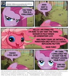 Size: 1390x1526 | Tagged: safe, artist:ponymaan, pinkie pie, earth pony, pony, g3.5, comic, female, mare, pinkamena diane pie, solo, transformation