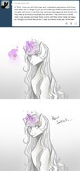 Size: 700x1497 | Tagged: safe, artist:mscootaloo, derpibooru import, trixie, pony, unicorn, asksketchytrixie, female, flower, magic, mare, solo, telekinesis, tumblr