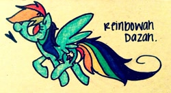 Size: 1024x557 | Tagged: safe, artist:awesomeamz, rainbow dash, pegasus, pony, female, mare, no pupils, solo