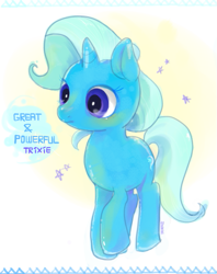 Size: 543x686 | Tagged: safe, artist:mirululu, derpibooru import, trixie, pony, unicorn, cute, female, frown, mare, raised hoof, simple background, solo, stars, white background