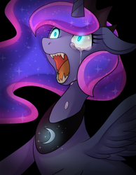 Size: 1023x1317 | Tagged: safe, artist:hosikawa, princess luna, alicorn, pony, crying, fangs, solo