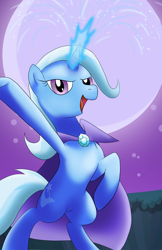 Size: 1012x1564 | Tagged: safe, artist:wolftendragon, derpibooru import, trixie, pony, unicorn, cape, clothes, female, magic, mare, solo, trixie's cape