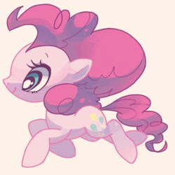 Size: 500x500 | Tagged: safe, artist:mutagorou0w0, pinkie pie, earth pony, pony, cute, diapinkes, female, mare, pink background, simple background, smiling, solo