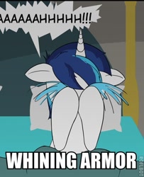 Size: 349x430 | Tagged: safe, artist:loceri, edit, shining armor, pony, unicorn, caption, cropped, image macro, liquid pride, pun, whining armor