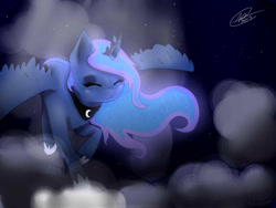 Size: 1600x1200 | Tagged: safe, artist:crystalheartz6, princess luna, alicorn, pony, cloud, cloudy, solo