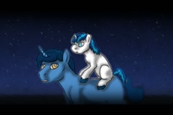 Size: 750x500 | Tagged: safe, artist:time-beast, night light, shining armor, pony, unicorn, colt, night, younger