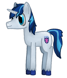 Size: 522x603 | Tagged: safe, artist:thunder-dash, shining armor, pony, unicorn, horn, male, two toned mane, two toned tail, white coat