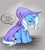 Size: 900x1000 | Tagged: safe, artist:ashthepegasus, derpibooru import, trixie, pony, unicorn, blushing, cape, clothes, curved horn, cute, dialogue, diatrixes, female, great and powerful, hat, mare, profile, sitting, solo, speech bubble, talking to viewer, third person, trixie's cape, trixie's hat, tsundere, tsunderixie