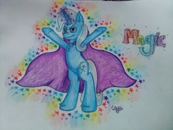 Size: 556x417 | Tagged: safe, artist:teya, derpibooru import, trixie, magic, traditional art